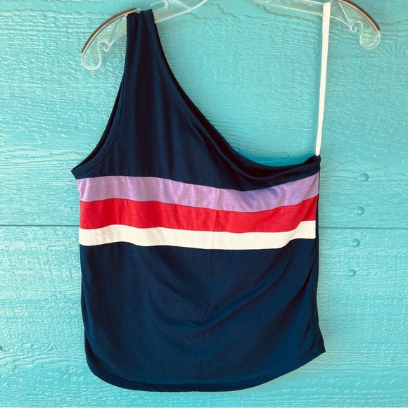 FREE PEOPLE X CAMP COLLECTION ONE SHOULDER RETRO TANK TOP SIZE MEDIUM - Picture 1 of 8